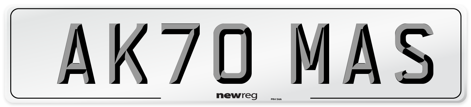 AK70 MAS Number Plate from New Reg